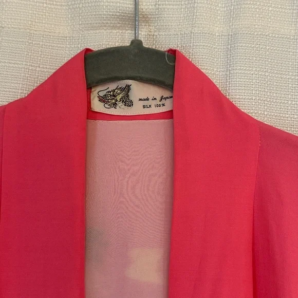 Vintage Japanese Silk Kimono Embroidered Butterflies - Picture 3 of 12